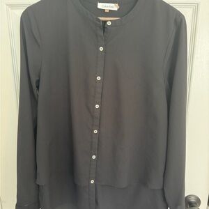 Calvin Klein Black Button-Front Long Sleeve Blouse